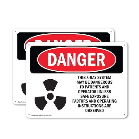 Signmission Radiation & Laser Sign, 12 in H x 18 in W, Plastic, Rectangle OS-2PACK-DS-P-1218-L-2526